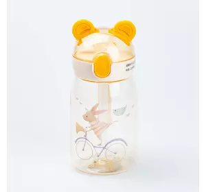 Пляшка для води дитяча 500 мл з трубочкою та кришкою фліп топ, бежевий