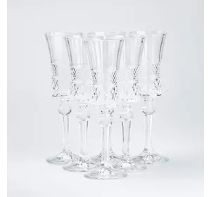 Набір бокалів для шампанського на високій ніжці фігурних 6 штук по 145 мл, прозорий