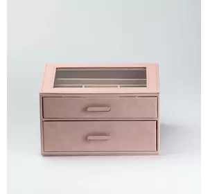 Скринька для прикрас 24,5*17,5*14 см з еко-шкіри два яруси, рожевий