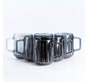 Набір чашок скляних Lirmartur 6 штук по 310 мл, сірий