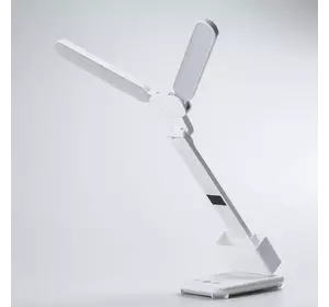Лампа настільна світлодіодна акумуляторна з годинником і сенсорним керуванням, білий