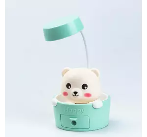 Дитяча настільна лампа Cute Pets з точилкою для олівців, бірюзовий