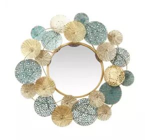 Дзеркало настінне декоративне кругле 66×64 см, золото